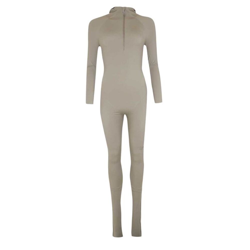 Adidas Womens/Ladies Plain Zip Neck Long-Sleeved Jumpsuit / Clay